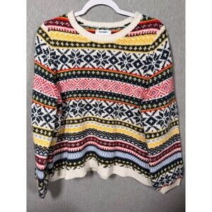 Old Navy Women's Fair Isle Crew Neck Sweater Pullover Knit Size L Multi-Color